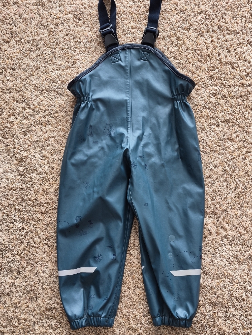 Helly Hansen Teal Kids Waterproof One-Piece Overalls with Reflective Bands